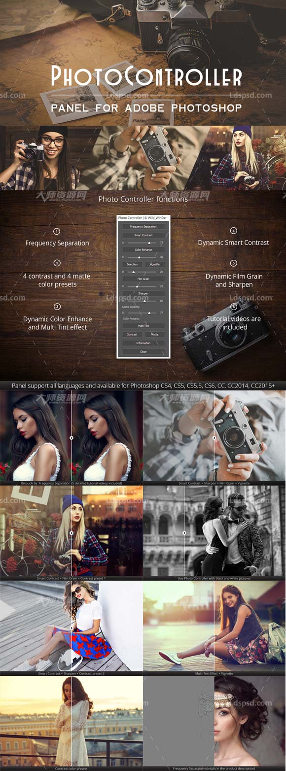 Photo Controller Photoshop panel,极品PS拓展面板－图像增强(脚本文件/含视频教程)